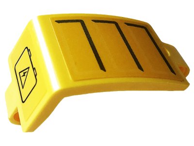 LEGO part Technic, Panel Curved 3 x 5 x 3 with Gray Lines and Battery with Electricity Danger Sign Pattern Model Left Side (Sticker) - Set 42108 (24116pb018L)