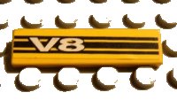 LEGO part Tile 1 x 4 with 'V8' and Black Stripes Pattern (Sticker) - Set 8880 2431pb0037