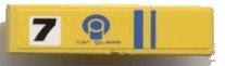 LEGO part Tile 1 x 4 with Black '7' and 'CAR GLASS' and Blue Stripes Pattern (Sticker) - Set 8124 (2431pb0082)