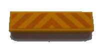 LEGO part Tile 1 x 4 with Orange and Yellow Danger Stripes Pattern (Sticker) - Set 7633 2431pb0097