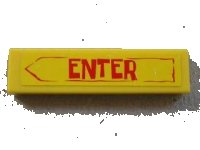 LEGO part Tile 1 x 4 with Red 'ENTER' in Arrow Pattern (Sticker) - Sets 3825 / 3833 2431pb0116