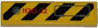 LEGO onderdeel Tile 1 x 4 with Black and Yellow Danger Stripes, Panel and Red 'H2O-22' Pattern Model Right Side (Sticker) - Set 7984 2431pb0227R