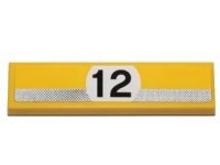 LEGO part Tile 1 x 4 with Silver Stripe with Black Dots and '12' in White Circle Pattern (Sticker) - Set 40193 2431pb0401