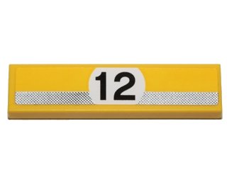 LEGO onderdeel Tile 1 x 4 with Silver Stripe with Black Dots and '12' in White Circle Pattern (Sticker) - Set 40193 (2431pb0401)