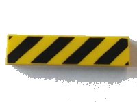 LEGO part Tile 1 x 4 with Black and Yellow Danger Stripes (Black Corners) Pattern 2431pb0426