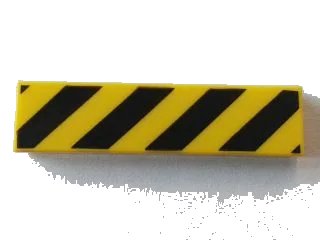LEGO onderdeel Tile 1 x 4 with Black and Yellow Danger Stripes (Black Corners) Pattern (2431pb0426)