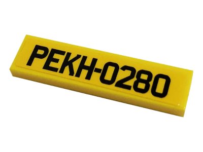 LEGO onderdeel Tile 1 x 4 with 'PEKH-0280' on Yellow Background Pattern (Sticker) - Set 10265 (2431pb0691)