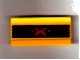 LEGO part Veicolo, Spoiler / Pala Aratro 6 x 3 con Cerniera con Motivo Logo Extreme Team Rosso e Giallo (Adesivo) - Set 2963 / 6568 / 6589 2440pb001