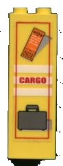 LEGO onderdeel Brick 1 x 2 x 5 with Train Ticket, 'CARGO' and Suitcase Pattern (Sticker) - Set 4513 2454pb006