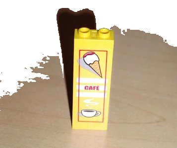 LEGO onderdeel Brick 1 x 2 x 5 with Ice Cream Cone, 'CAFÉ' (CAFE) and Coffee Cup Pattern (Sticker) - Set 4513 (2454pb007)
