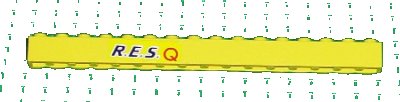 LEGO onderdeel Brick 1 x 16 with Black 'R.E.S.' and Red 'Q' on Yellow Background Pattern (Sticker) - Set 6451 (2465pb03)