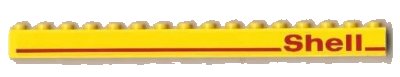 LEGO onderdeel Brick 1 x 16 with Red Line and 'Shell' Right Pattern (Sticker) - Set 1256 (2465pb06)