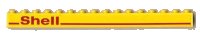 LEGO part Brick 1 x 16 with Red Line and 'Shell' Left Pattern (Sticker) - Set 1256 2465pb07