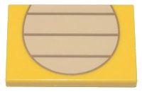LEGO onderdeel Tile 2 x 3 with Tan Partial Circle with Dark Tan Lines Pattern (Super Mario Larry / Ludwig Stomach) 26603pb143