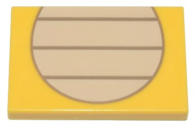 LEGO onderdeel Tile 2 x 3 with Tan Partial Circle with Dark Tan Lines Pattern (Super Mario Larry / Ludwig Stomach) (26603pb143)