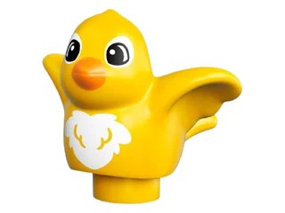LEGO onderdeel Duplo Bird with White Chest Feathers and Eye Borders, Orange Beak Pattern (27370pb01)