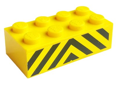 LEGO onderdeel Brick 2 x 4 with Black and Yellow Danger Stripes Pattern (Sticker) - Set 7743 (3001pb014)