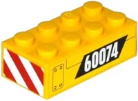 LEGO onderdeel Brick 2 x 4 with '60074' and Hatch and Red and White Danger Stripes on End Pattern Right (Stickers) - Set 60074 3001pb100R