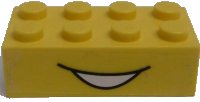 LEGO part Stein 2 x 4 con Patrón de Sonrisa Boca Abierta (Pegatina) - Set 5475 3001pb166