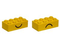 LEGO part Stein 2 x 4 with Smile and Frown Pattern on Opposite Sides 3001pe1