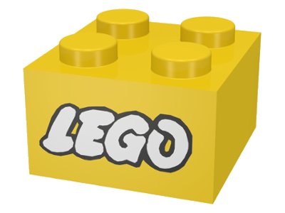 LEGO onderdeel Brick 2 x 2 with Lego Logo Open O Style White with Black Outline Pattern (3003pb008)