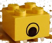 LEGO onderdeel Brick 2 x 2 with Black Eye Centered without White Pattern on Opposite Sides 3003pb010