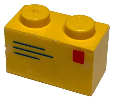 LEGO onderdeel Brick 1 x 2 with Mail Envelope Pattern (Sticker) - Sets 4554 / 4558 / 4564 / 10001 (3004pb016)