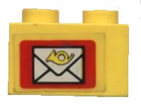 LEGO part Brick 1 x 2 with Mail Envelope Pattern (Sticker) - Set 6362 3004pb023