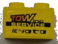 LEGO part Mattone 1 x 2 con Motivo 'TOW inc' e 'SERVICE' e 'KYOTO' (Adesivo) - Set 8186 3004pb106