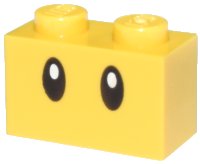 LEGO onderdeel Brick 1 x 2 with Black Eyes with White Pupils Pattern (Super Mario Wiggler) 3004pb215