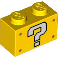 LEGO part Brick 1 x 2 with White Question Mark Pattern 3004pb246