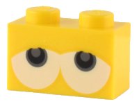 LEGO part Brick 1 x 2 with Black and Dark Bluish Gray Eyes Partially Closed on White Background Pattern (Super Mario Baby Yoshi) 3004pb285