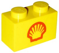 LEGO part Brick 1 x 2 with Shell Logo I Small Pattern 3004px26