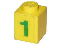 LEGO part Stein 1 x 1 mit grünem Zahlenmuster 1 (Aufkleber) – Set 7740 3005pb007