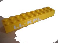 LEGO onderdeel Brick 2 x 10 with White 'LL-KPL' Pattern on Both Sides (Stickers) - Set 6697 3006pb001