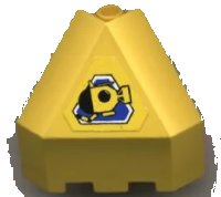 LEGO part Panel 3 x 3 x 3 Corner Convex with Submarine on Blue Triangle on Yellow Background Pattern (Sticker) - Sets 6442 / 6560 30079pb05