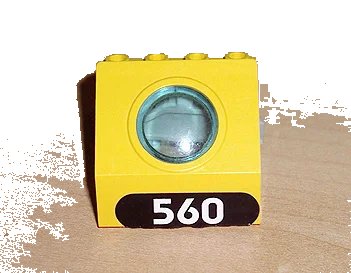 LEGO onderdeel Panel 4 x 3 x 3 with Trans-Light Blue Porthole with White '560' in Black Oval Pattern (Sticker) - Set 6560 (30080c01pb02)