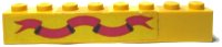 LEGO onderdeel Brick 1 x 8 with Dark Pink Ribbon on Yellow Background Pattern (Sticker) - Sets 375-2 / 6075-2 3008pb006