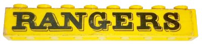 LEGO onderdeel Brick 1 x 8 with Black 'RANGERS' Pattern (Sticker) - Set 372-1 (3008pb031)