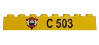 LEGO part Brick 1 x 8 with Coast Guard Logo on Triangle and Black 'C 503' Pattern 3008pb034