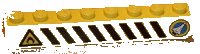 LEGO part Brick 1 x 8 with Black and Yellow Danger Stripes, Shuttle Right, Flame Left Pattern (Sticker) - Set 6459 3008pb039