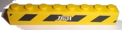 LEGO part Brique 1 x 8 avec Motif '7631' Blanc et Rayures de Danger Noir et Jaune Côté Droit Modèle (Autocollant) - Ensemble 7631 (3008pb106R)