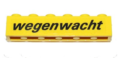 LEGO onderdeel Brick 1 x 6 with Black 'wegenwacht' Pattern (Sticker) - Set 2140 (3009pb125)