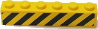 LEGO onderdeel Steen 1 x 6 met Zwart en Geel Gevaar Strepen Patroon Volledige Lengte (Sticker) - Set 60122 3009pb219