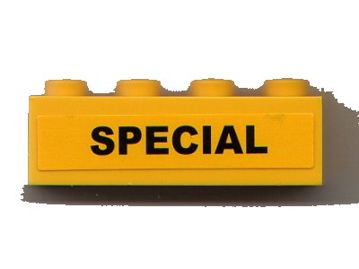 LEGO onderdeel Brick 1 x 4 with Black 'SPECIAL' Pattern (Sticker) - Set 7900 (3010pb067)