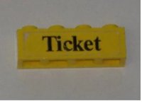 LEGO part Brick 1 x 4 with Black 'Ticket' Pattern (Sticker) - Set 379-1 3010pb078