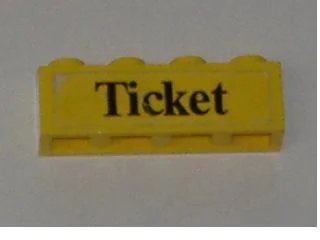 LEGO onderdeel Brick 1 x 4 with Black 'Ticket' Pattern (Sticker) - Set 379-1 (3010pb078)
