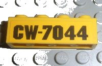 LEGO part Brick 1 x 4 with Black 'CW-7044' Pattern (Sticker) - Set 7044 3010pb093