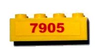 LEGO onderdeel Brick 1 x 4 with Red '7905' Pattern (Sticker) - Set 7905 3010pb108