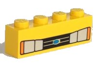 LEGO onderdeel Brick 1 x 4 with Car Headlights, Black Grille, and Blue Oval Pattern 3010px2